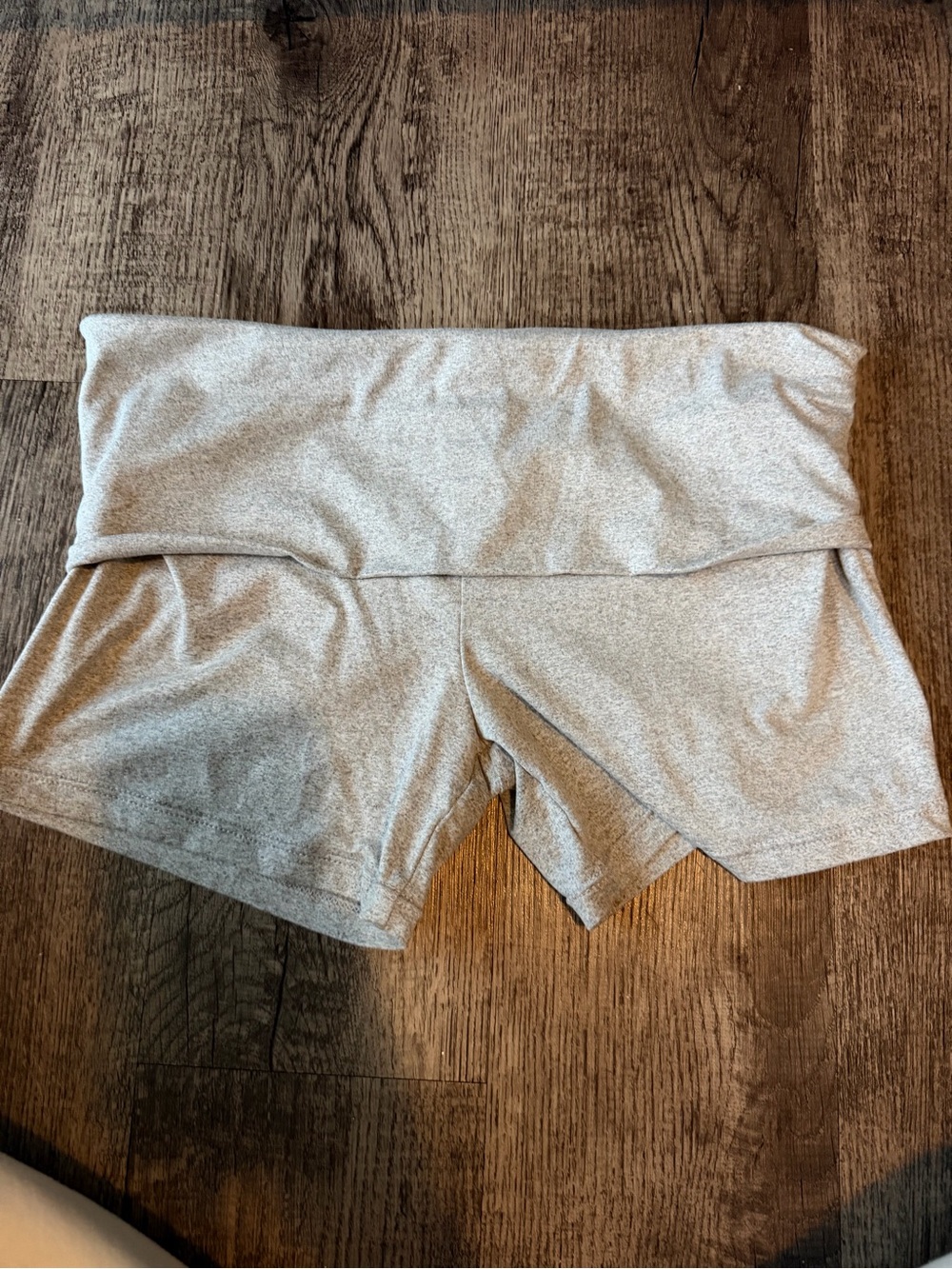 Fold-Over Waist Women’s Shorts in Light Heather Gray